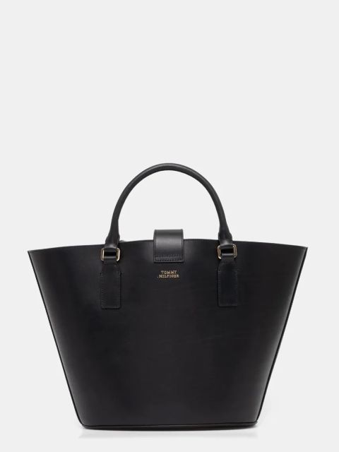 Tommy Hilfiger torebka skórzana kolor czarny AW0AW17209