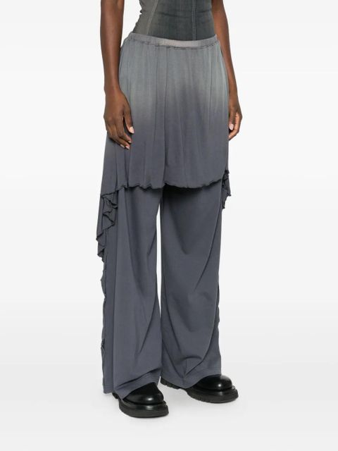 Diesel logo-detail ruffled trousers - Grey