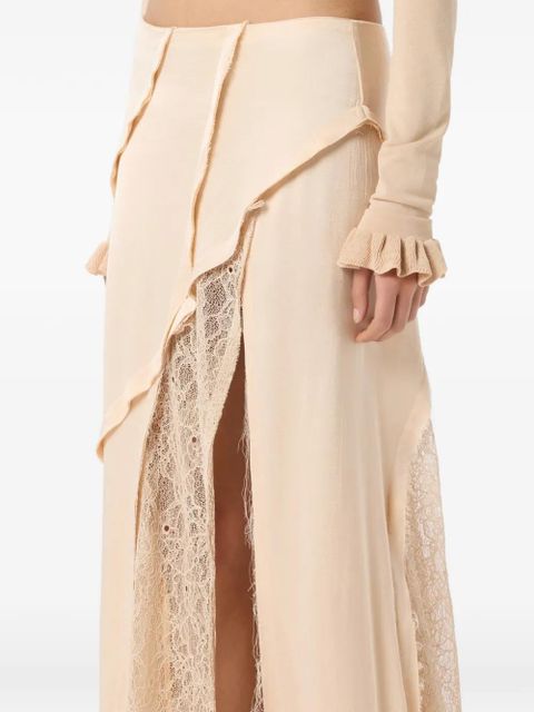 Blumarine lace-detail asymmetrical skirt - Neutrals
