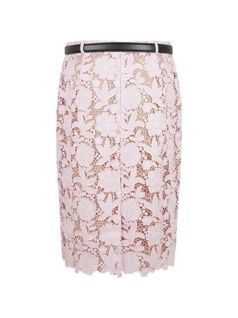 Self-Portrait floral-lace belted midi skirt - Pink - zdjęcie produktu nr 2