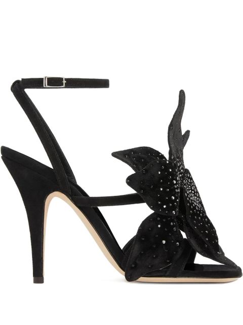 Giuseppe Zanotti 105mm Florant embellished-floral ankle-strap sandals - Black - zdjęcie produktu nr 1