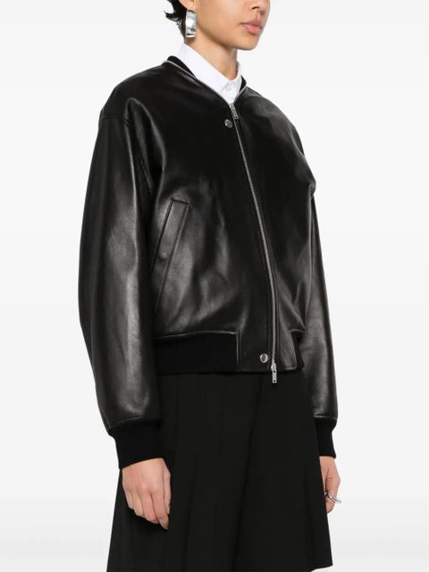 Jil Sander leather bomber jacket - Black