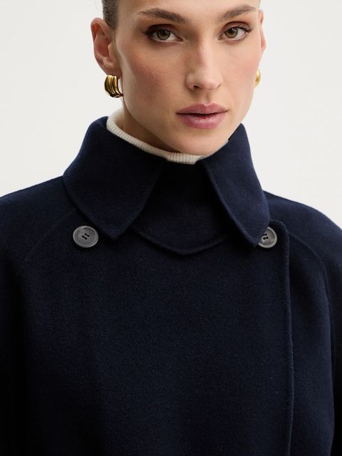 Weekend Max Mara płaszcz wełniany CADINE kolor granatowy 2525016022600