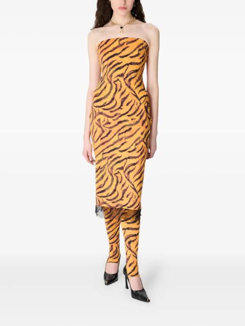 Marine Serre tiger-print tube dress - Orange