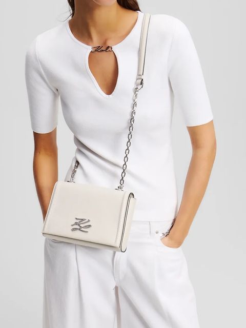 Karl Lagerfeld torebka skórzana K/AUTOGRAPH kolor biały A1W30174