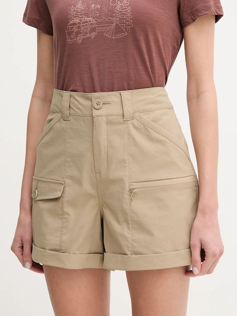 Helly Hansen szorty outdoorowe Maridalen kolor zielony gładkie high waist 62872 - zdjęcie produktu nr 1