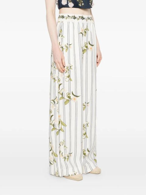 Agua By Agua Bendita striped floral-print pants - White