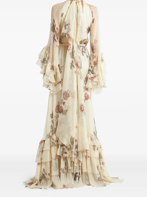ETRO floral ruffled silk dress - Neutrals - zdjęcie produktu nr 2