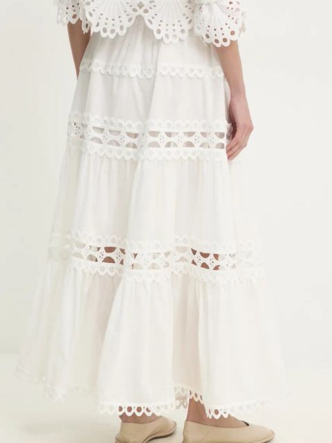 Answear.LAB spódnica bawełniana kolor biały maxi rozkloszowana