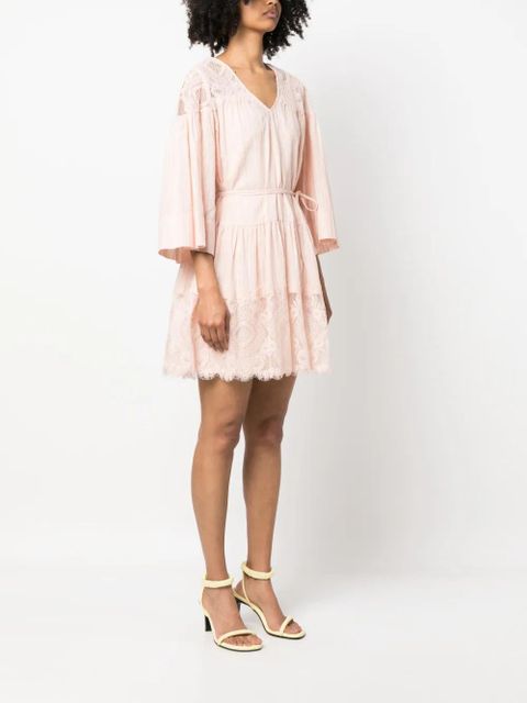 TWINSET lace-panelling cotton dress - Pink