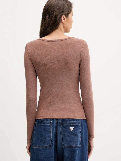 Guess Jeans longsleeve kolor brązowy W6RP24 KA0H1