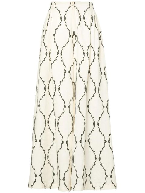 Agua By Agua Bendita Marea Calado embroidered-design palazzo trousers - White - zdjęcie produktu nr 1