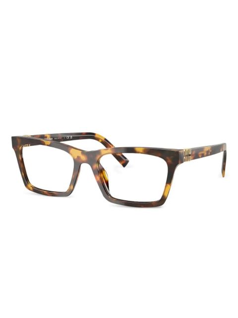 Miu Miu Eyewear tortoiseshell rectangle glasses - Brown - zdjęcie produktu nr 2