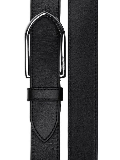 Jacquemus The Bambino engraved-buckle leather belt - Black