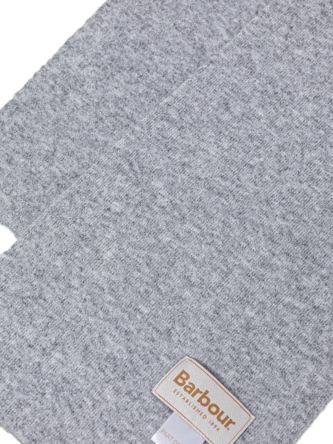 Barbour logo-plaque beanie hat and scarf set - Grey