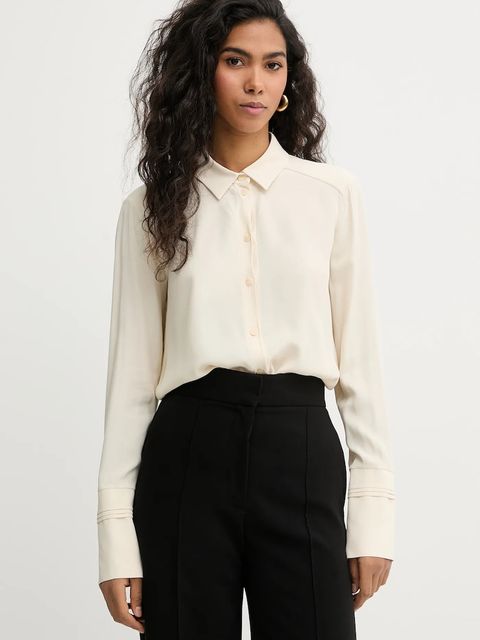 Patrizia Pepe koszula damska kolor beżowy regular z kołnierzykiem klasycznym 8C0872 A8I1 - zdjęcie produktu nr 1