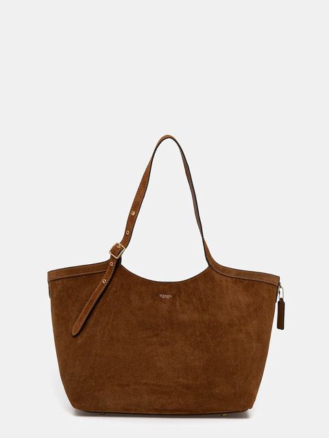 Coach torebka zamszowa kolor brązowy CBN47 - zdjęcie produktu nr 1