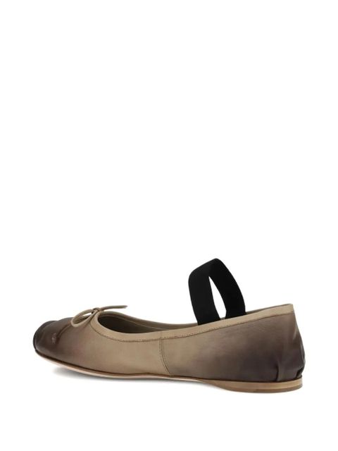 Miu Miu logo-strap ballet flats - Brown