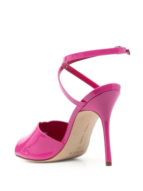 Manolo Blahnik Hourani 110mm patent-finish sandals - Pink