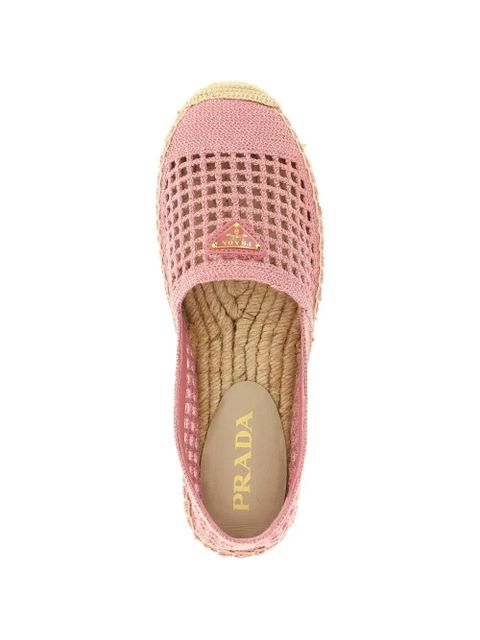 Prada crochet-knit logo-plaque espadrilles - Pink
