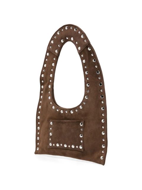 Gimaguas mini Franca studded suede shoulder bag - Brown