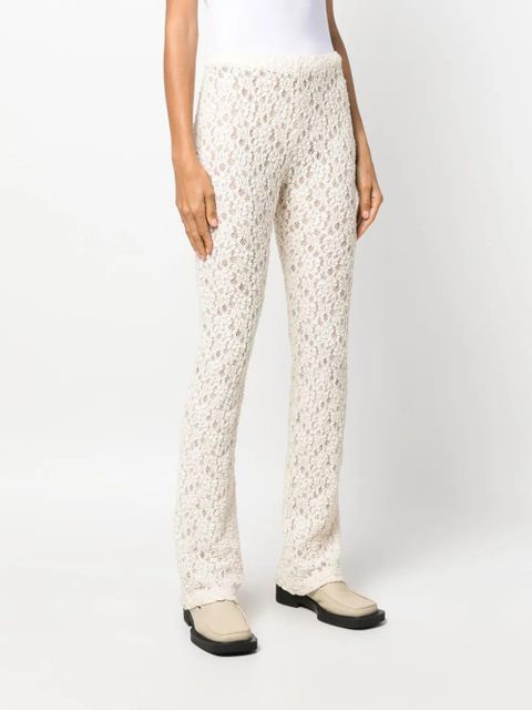 Chloé floral-lace bootcut trousers - Neutrals