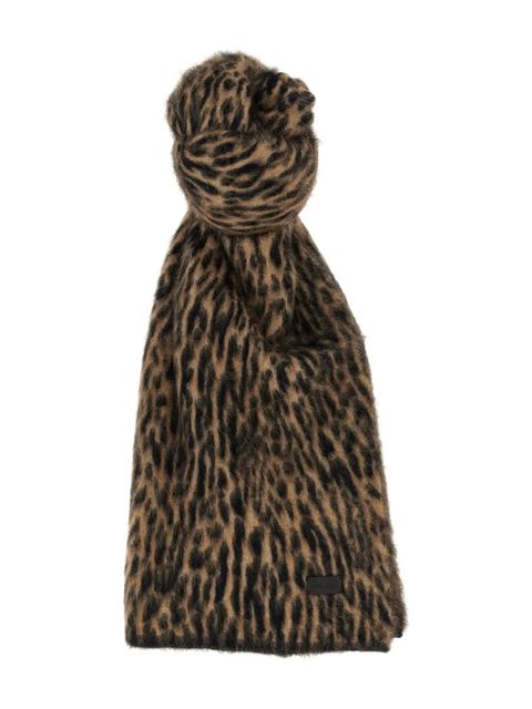 Saint Laurent leopard-print knit scarf - Brown - zdjęcie produktu nr 1