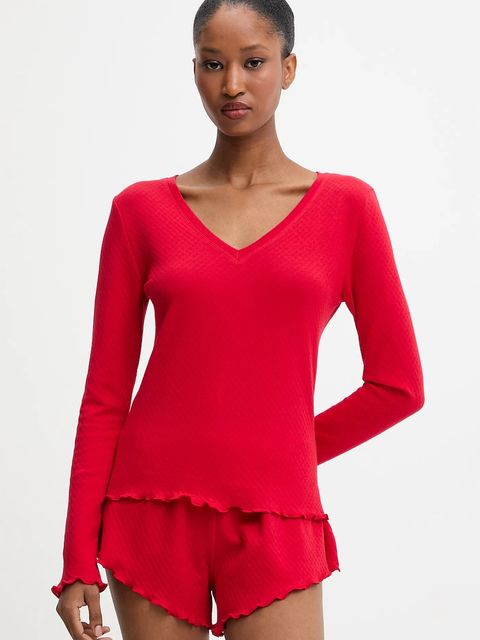 Answear Lab piżama bawełniana kolor czerwony bawełniana