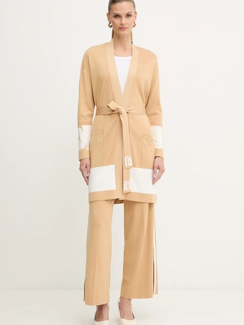 Elisabetta Franchi kardigan damski kolor beżowy lekki MK02S56E2