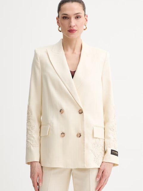 ERMANNO Firenze marynarka dwurzędowa damska z lnu - zdjęcie produktu nr 1