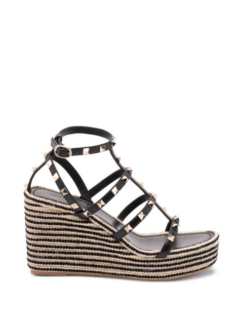 Valentino Garavani Rockstud striped espadrilles - Black - zdjęcie produktu nr 1