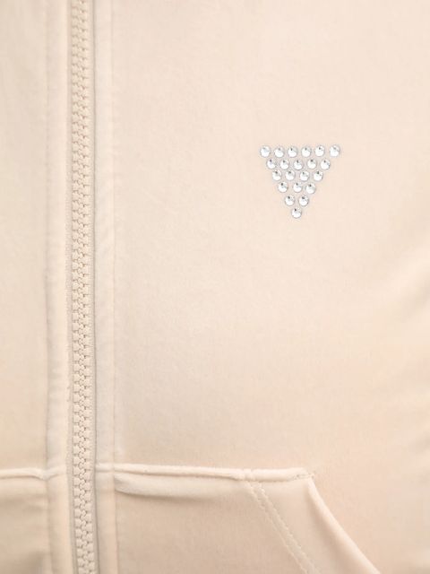 Guess bluza welurowa COUTURE damska kolor beżowy gładka V3BQ22 K0232