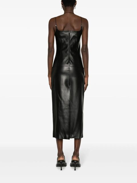 The Attico halterneck leather midi dress - Black