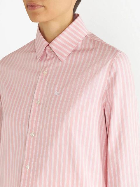 ETRO embroidered-logo striped shirt - Pink