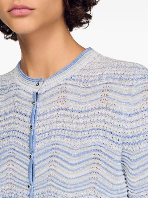 SANDRO zigzag short-sleeve cardigan - Blue