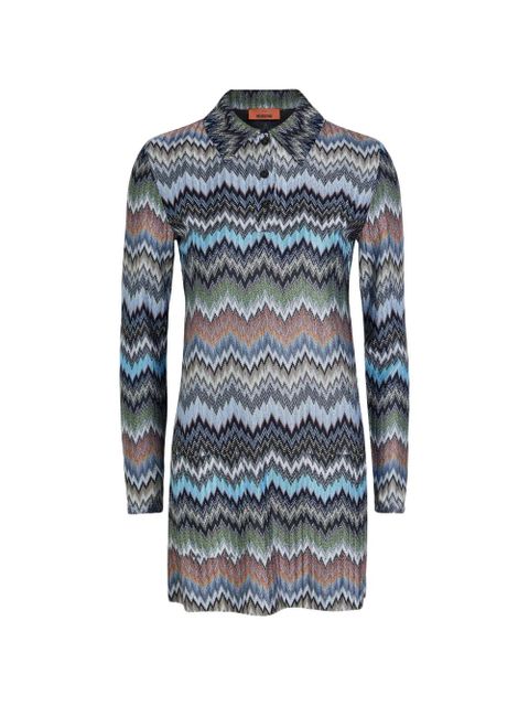 Missoni zig-zag polo-collar mini dress - Blue - zdjęcie produktu nr 1