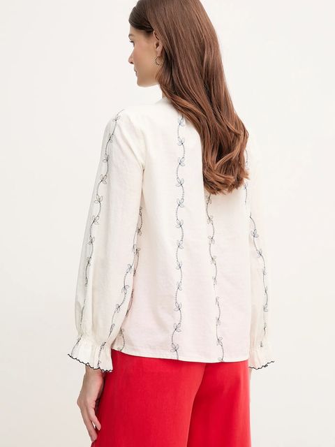 Hoss Intropia koszula bawełniana damska kolor biały regular 6289129