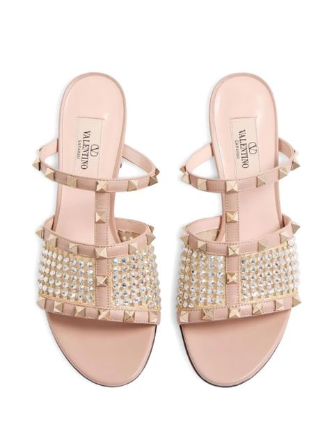 Valentino Garavani 60mm Rockstud embroidered sandals - Neutrals