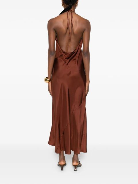 St. Agni halterneck twill maxi dress - Brown