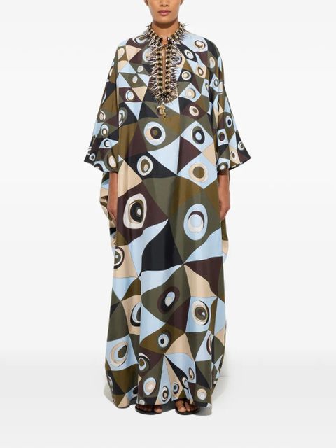 PUCCI Occhi-print silk kaftan with embroidery - Green - zdjęcie produktu nr 2