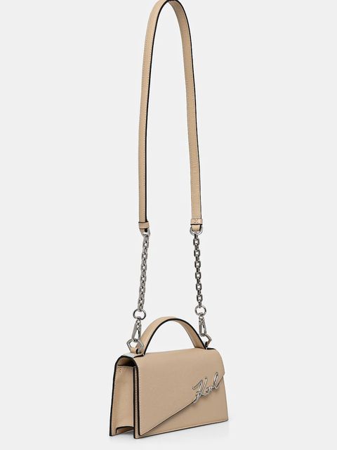 Karl Lagerfeld torebka skórzana K/SIGNATURE kolor beżowy A1W30458 - zdjęcie produktu nr 2