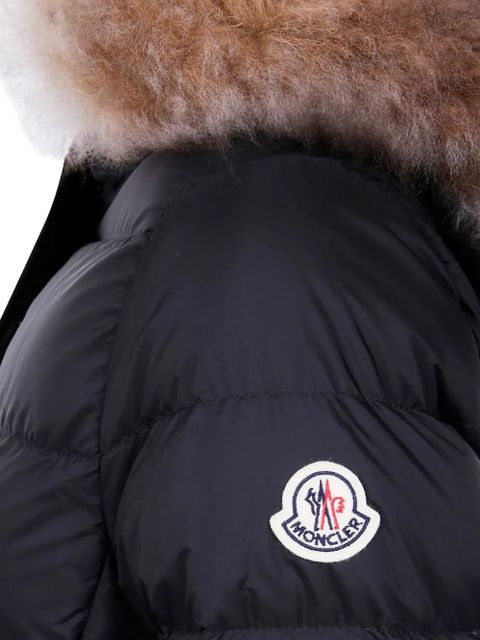 Moncler fur-trimmed quilted coat - Black