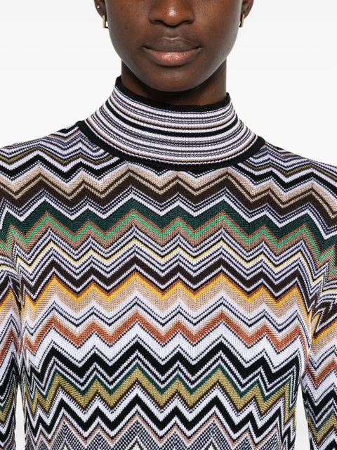 Missoni zig-zag high-neck midi dress - Brown