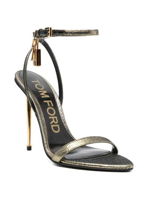 TOM FORD 115mm padlock stiletto heeled sandals - Gold