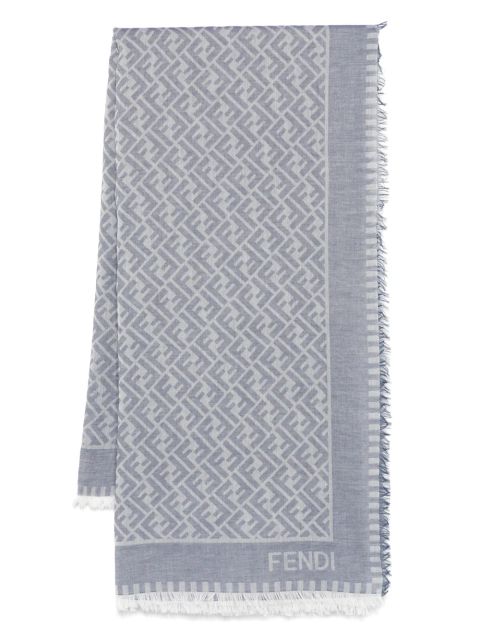 FENDI FF-motif cotton scarf - Blue