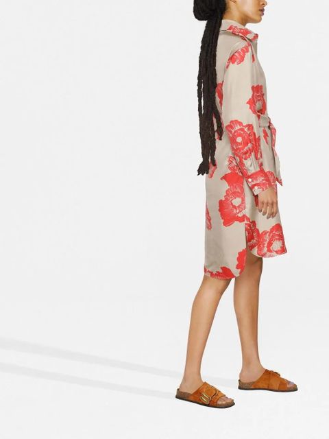 Ferragamo floral print belted shirt dress - Neutrals