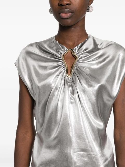 Lanvin embellished lamé top - Silver