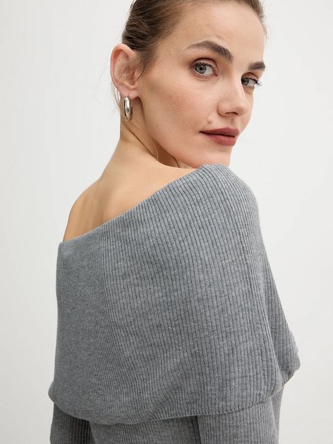 Guess longsleeve MELANIE kolor szary dekolt hiszpański W5BR48 Z0612