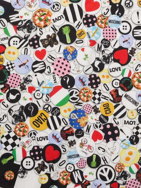 Moschino checkerboard-print silk scarf - Black