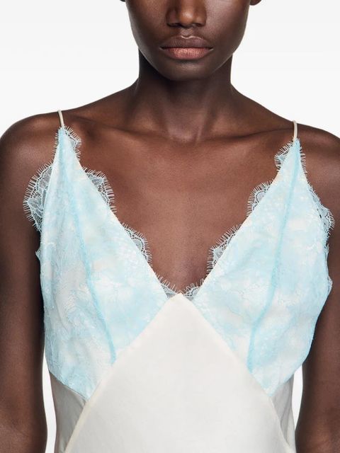 SANDRO lace-detail V-neck maxi dress - White